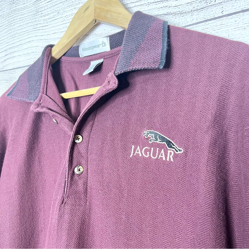 Vintage Jaguar Men's Burgundy Polo Shirt Size XL - Picture 2 of 7